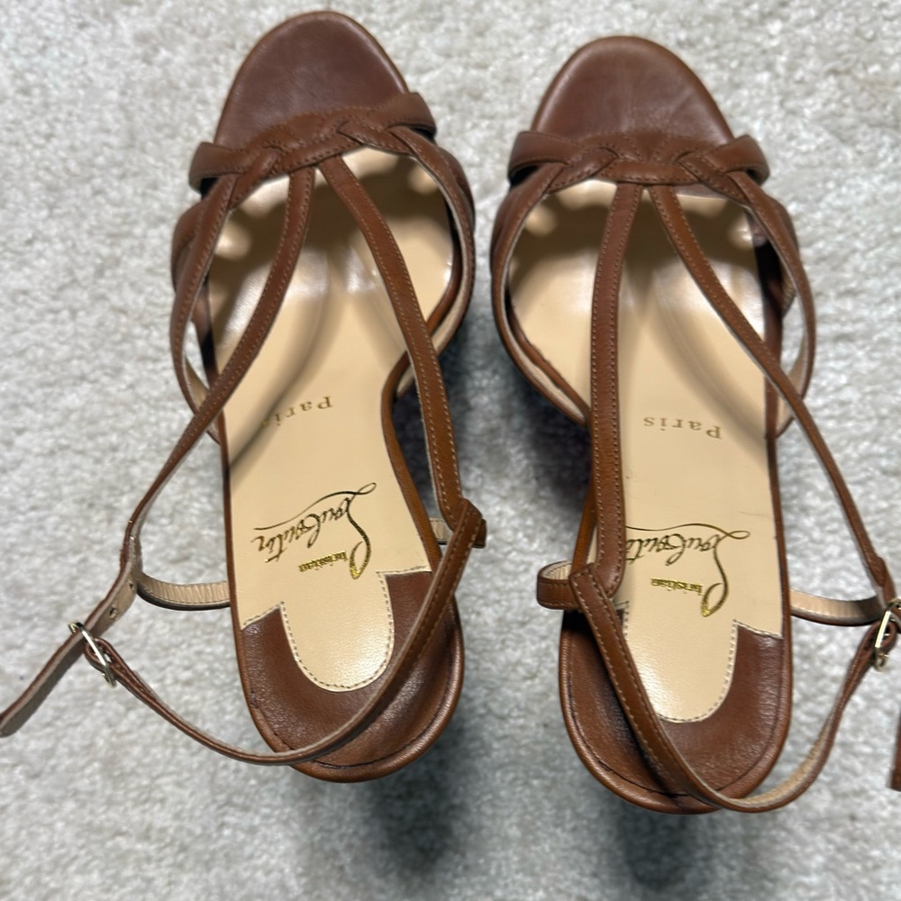 Christian Louboutin Brown Veracite 130 Calf Leather Slingback Pump Heel